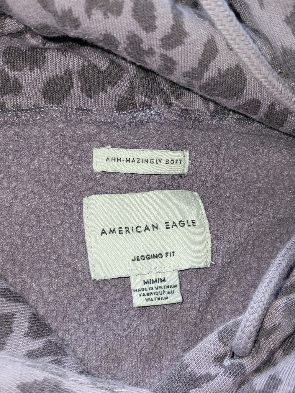 American Eagle Outfitters Purple Leopard-Print Hooded Sweatshirt